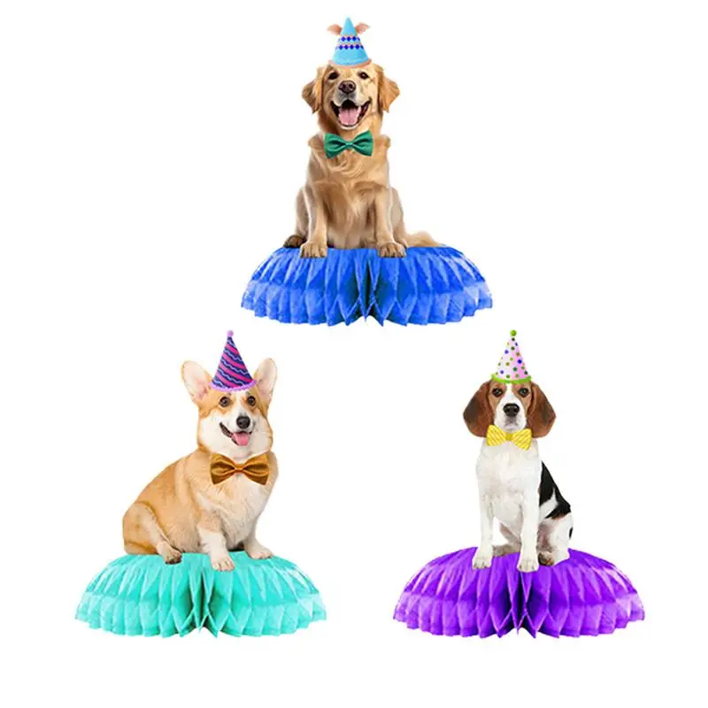 3Pcs Pet Dog And Cat Honey Comb Centerpieces Reusable Paper Table Toppers Decoration For Pet Theme Party Decoration Supplies