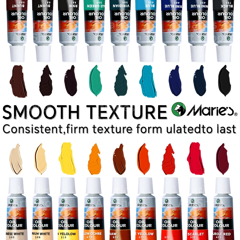 Marie\'s Artists\' Oil Paint Set,12/18 Vibrant Colors,Rich Pigments Oil Based Paint Kit of 12ml/0.4floz Tube for Canvas,Paper