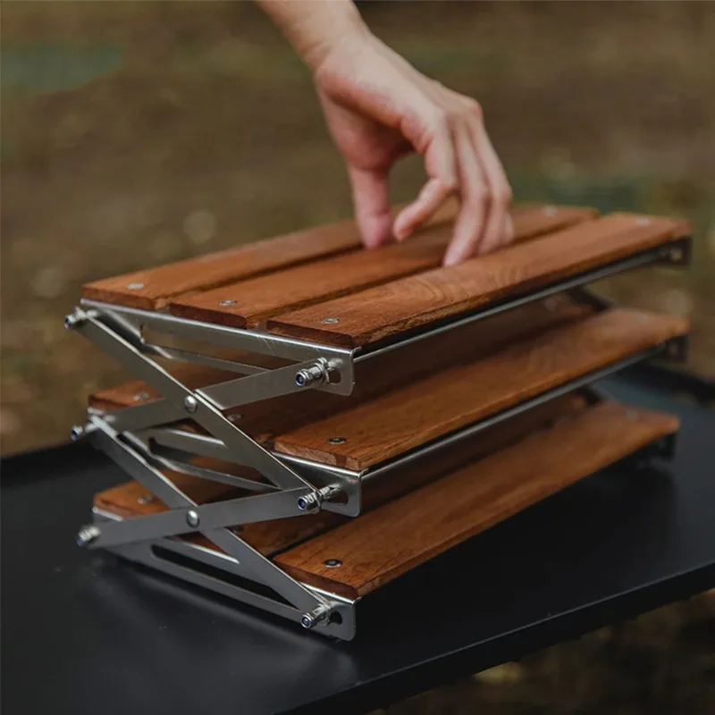 

Picnic camping barbecue folding table outdoor camping rack portable three-layer storage rack easy to carry and foldable table