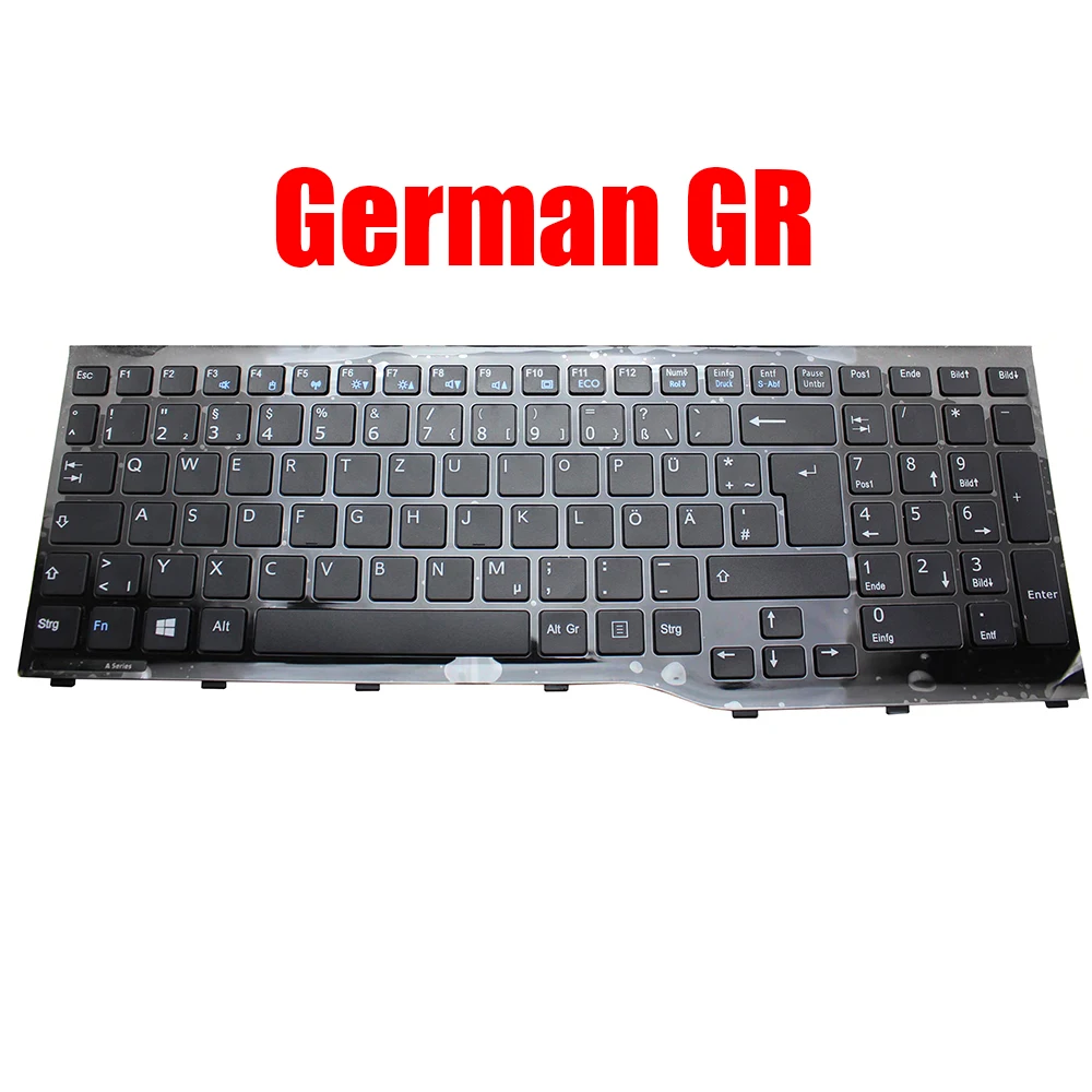 Laptop Keyboard For Fujitsu For LifeBook AH522 AH552 CP612624-01 AEFS6001010 German GR Black With Frame New