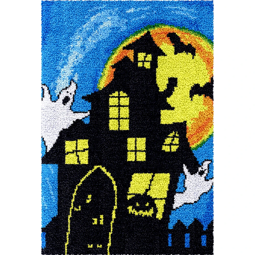 

Наборы крючков с защелкой для взрослых, набор крючков с напечатанным рисунком на тему Хеллоуина для самостоятельного изготовления ковровых изделий ручной работы, с узлом