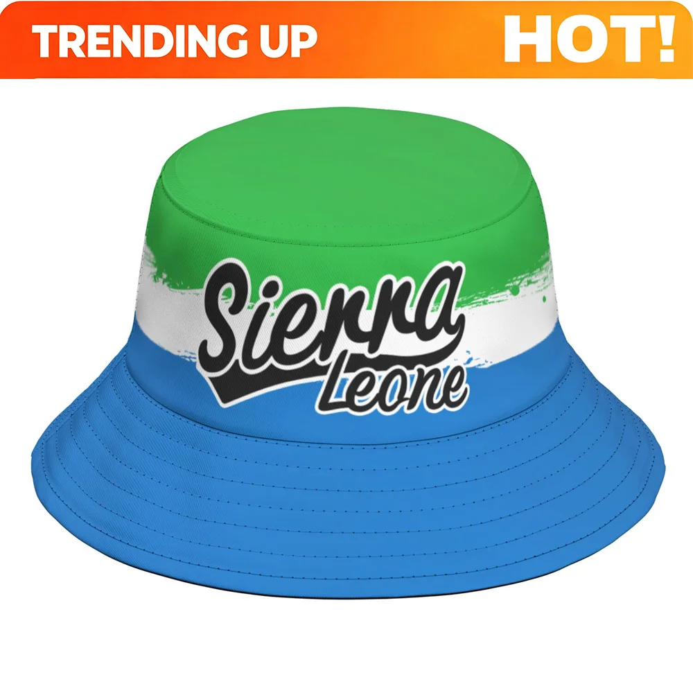 Custom Sierra Leone Fisherman Hats Free Custom Made Name Number Bucket Cap National Flag Leonean College Print Photo Logo