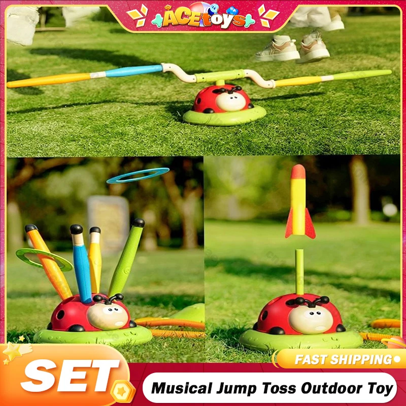 Musical Jump Toss Educational Toy Sports Entertainment Ladybug 3 In 1 Multifunctional Sturdy Skipping Rope Outdoor Somatosensory