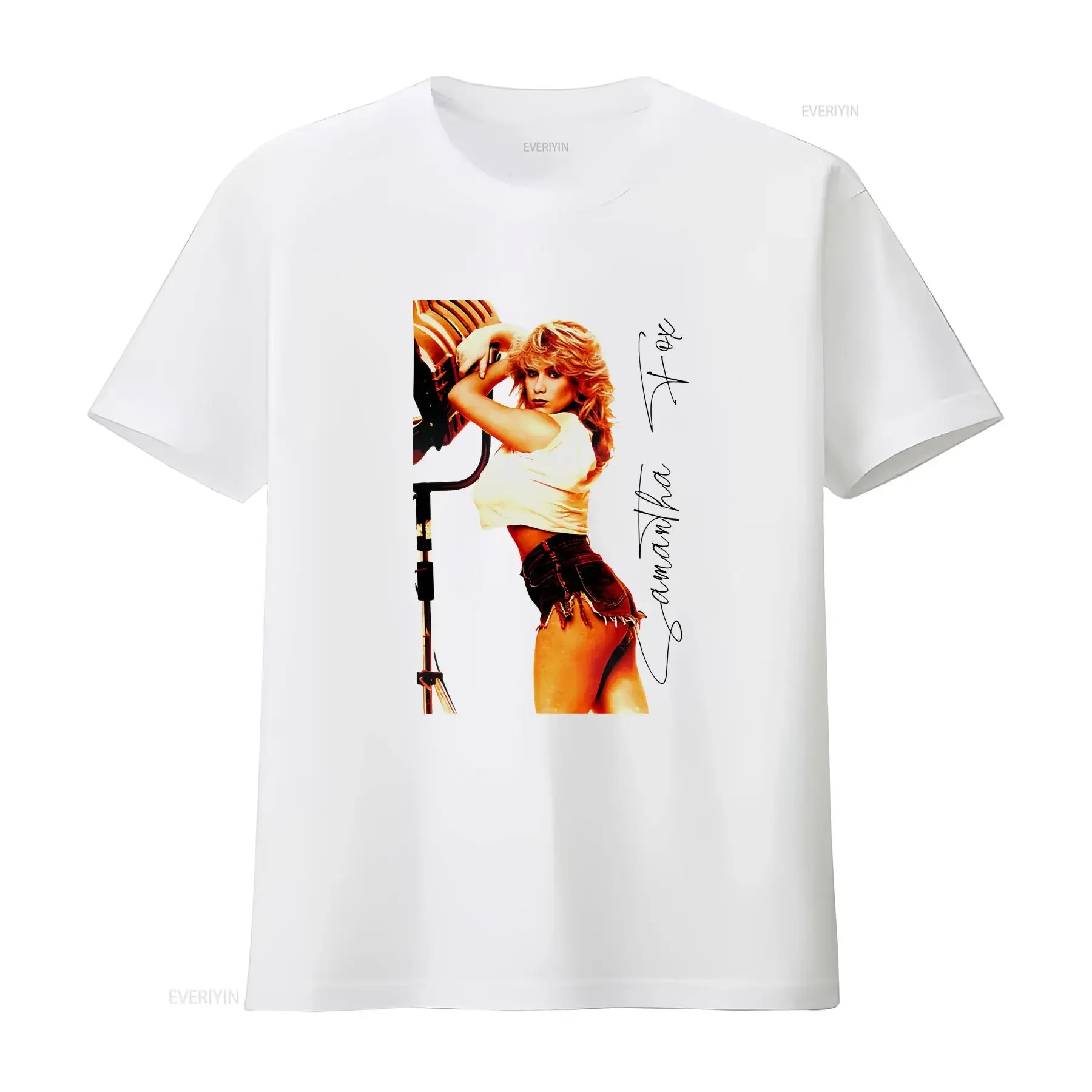 Samantha Fox For Friends White T Shirt Cotton All Size TH260 vintage Washed streetwear Top For Everyday Wear Soft fashion
