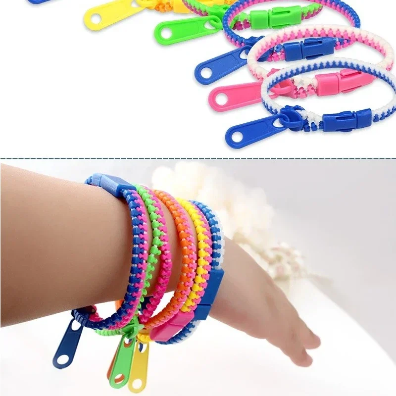 5Pcs/Set Creative Double Color Zipper Bracelet Toy Kids Focus Training Fidget Toy Children Adhd Autism Hand Sensory Toys