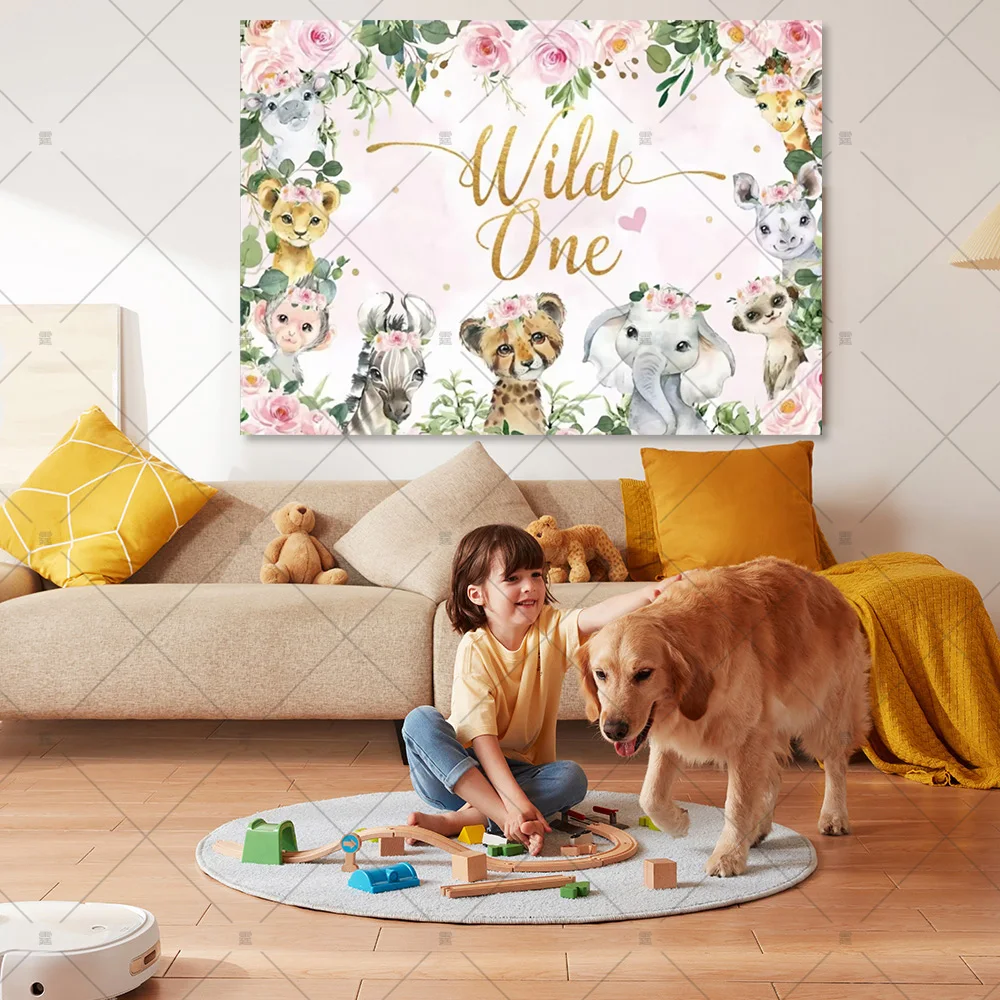 Jungle Animal Safari Background Tropical Forest Boy Girl 1st Birthday Party Newborn Baby Shower Decoration Photography Banner