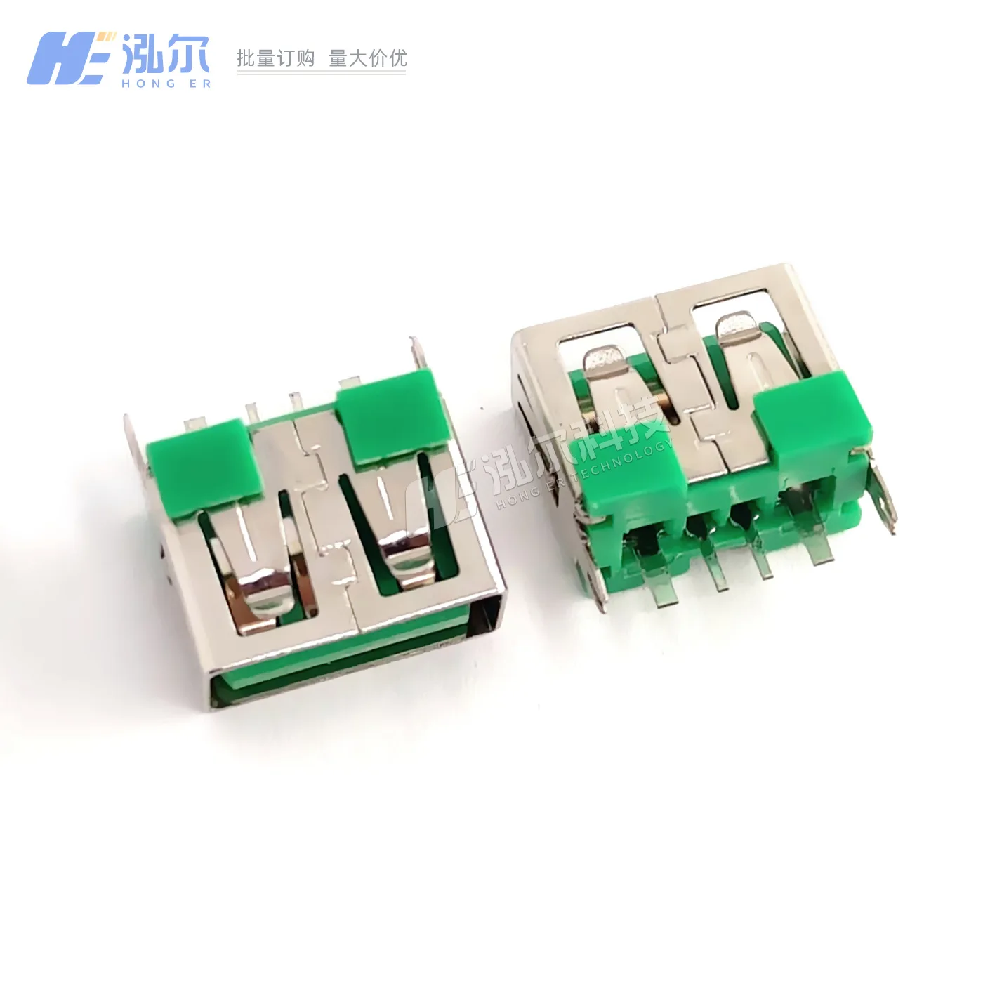 For USB20 0 AF straight plug 10.0mm short body 3A-5A high current 180 degrees straight edge crimping vertical plug female head