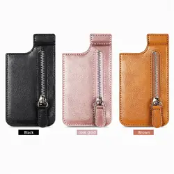 Retro Solid Color Up and Down Opening Card  Bag Phone Case with Kickstand For Cellphone