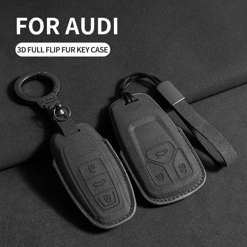 

Suede Car Key Case Cover Shell For Audi A3 B9 A6 C8 A7 S7 A8 D5 S8 Q5 Q7 Q8 SQ8 TT E-tron RS6 RS7 Protector Keychain Accessories