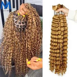 Deep Wave Human Hair Bulk for Braiding Highlight Honey Blonde Curly Brazilian Human Hair Bulk No Weft Extension Crochet Braids