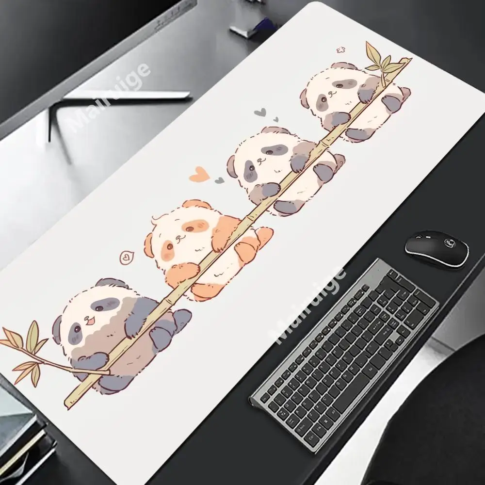 Anime Cute Panda Mouse Pad Computer Accessories Office Game Table Mats Rubber Anti-slip Gaming Keyboard Mousepad Desk Pads 40x90