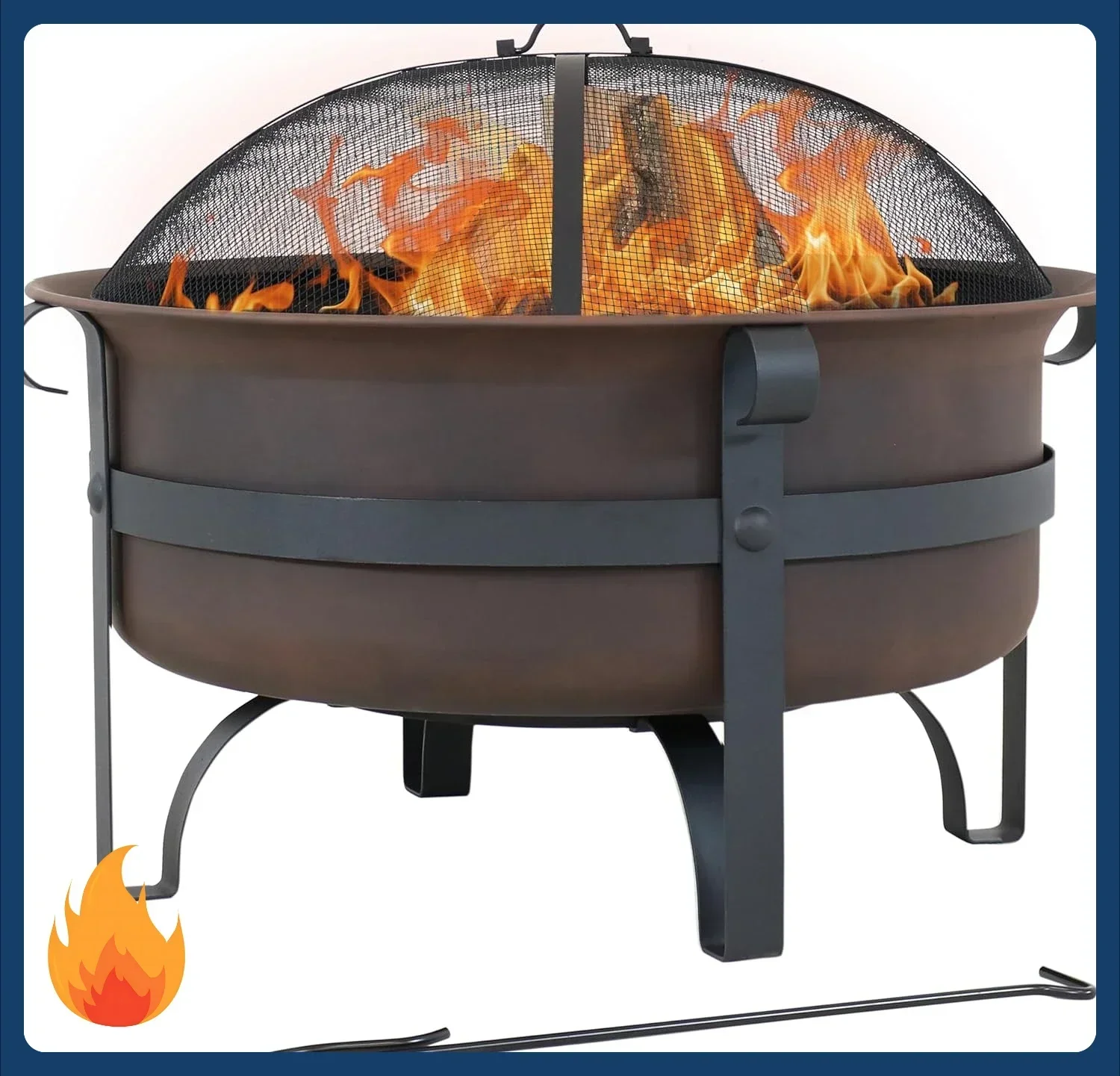 

[Discounted Price!]Sunnydaze 29-Inch Wood-Burning Outdoor Fire Pit - Bronze Cauldron Wood Fire Pit for Outside - Includes Poker