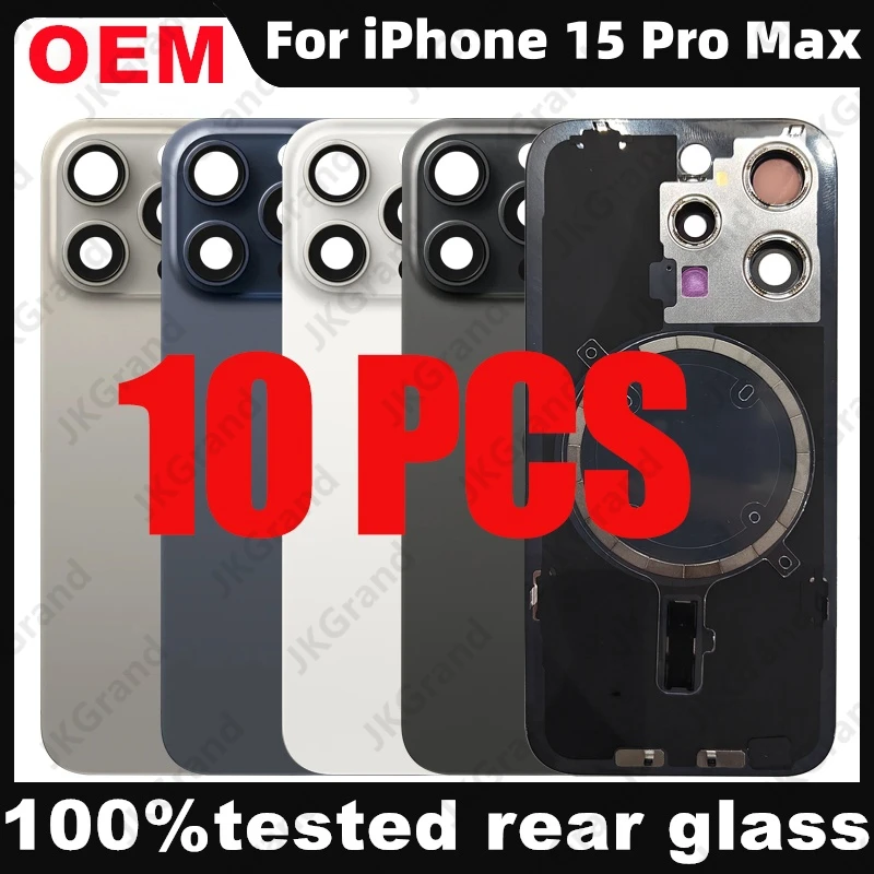 10 Pcs For iPhone 15 Pro Max Back Glass Panel Battery Cover With Camera Lens Rear Door Housing Chassis Frame Bezel Metal Plate for iphone 13 100set battery adhesive strip sticker