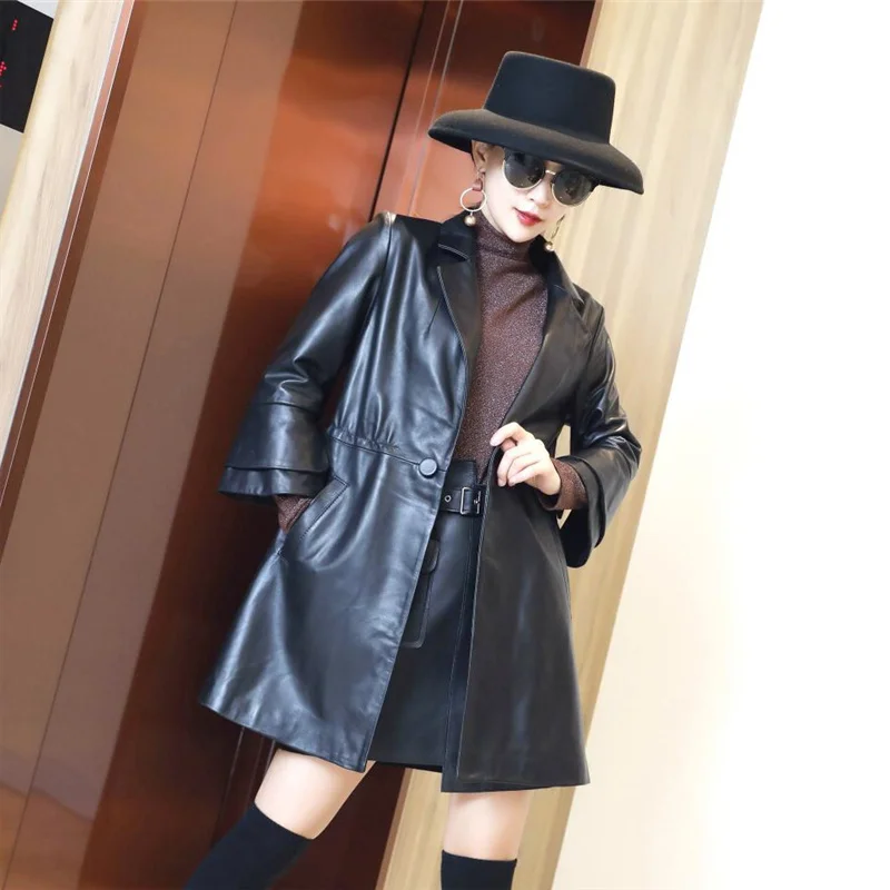 2023 New High Quality Genuine Sheepskin Jackets Women Spring AutumnWomen's Windbreaker Jacket Korean Simple Coat Femal