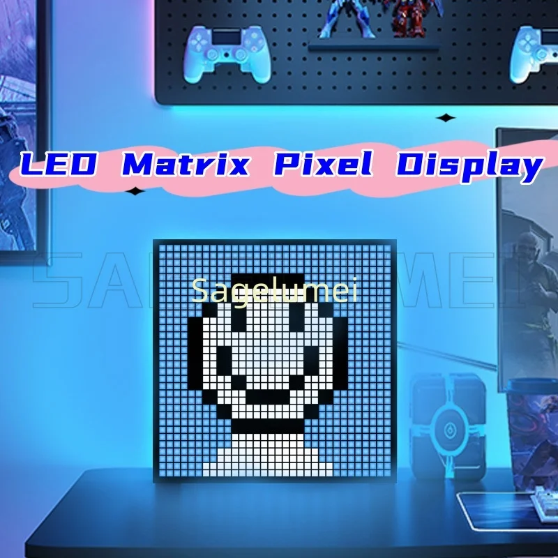 

New Smart DIY Desktop Bluetooth Pixel Screen Table Set Gift Alarm Clock Time Display Pixel Screen Wall Mounted LED Pixel Light