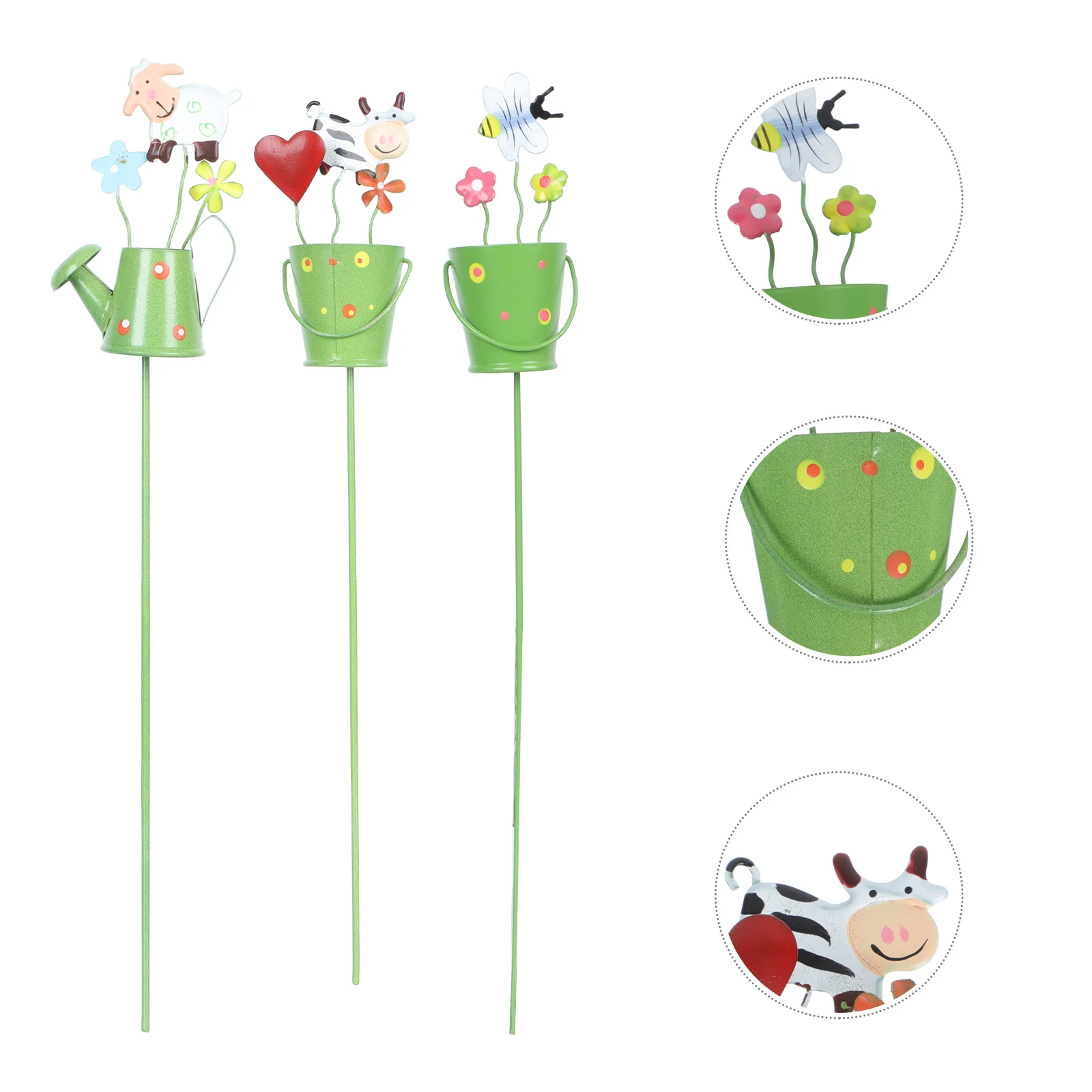 

3pcs Metal Plant Marker For Bonsai Flower Pot Garden Stakes Outdoor Lawn Ornament Spring Floral Insert Yard Decor