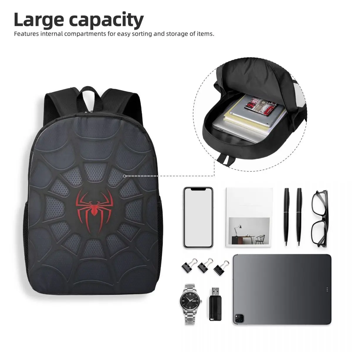 Custom Spider Web Backpack Men Women Basic Bookbag for School College Spiderman Bags