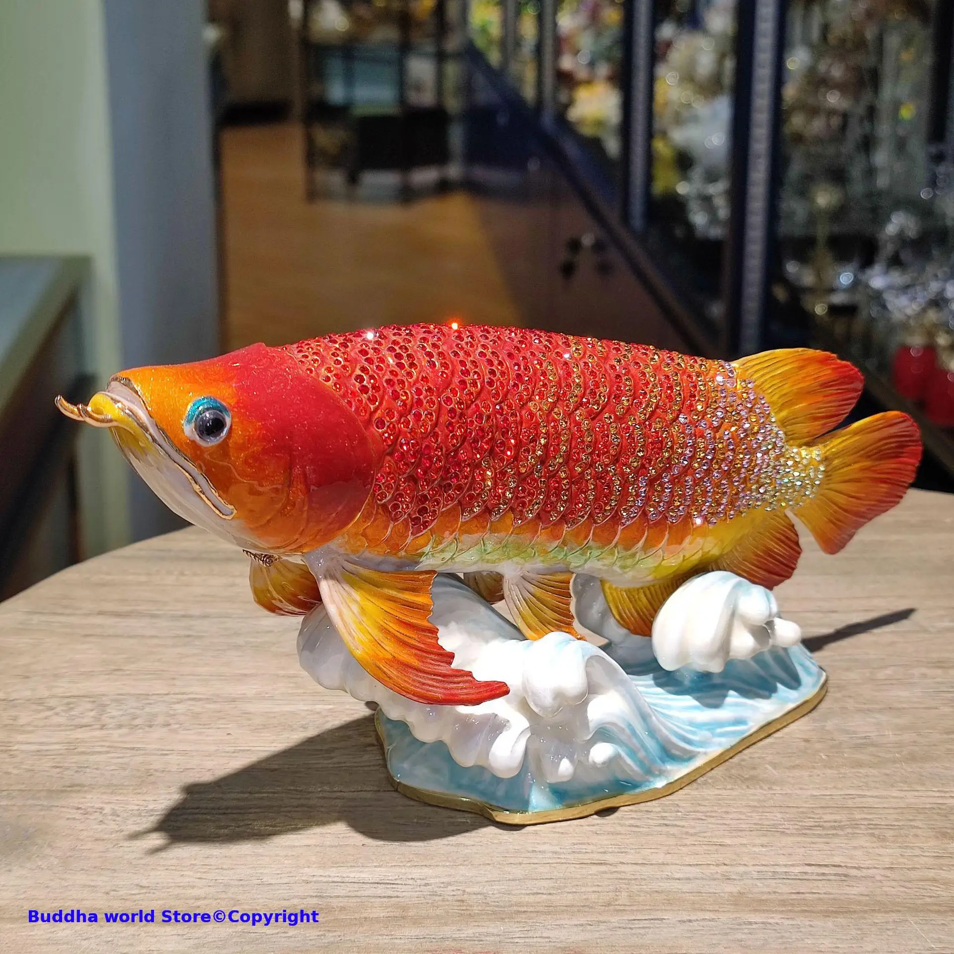 2025 NEW Geomantic omen Home Company business Decorative bring wealth money GOOD LUCK gold Dragon Arowana fish diamond Statue