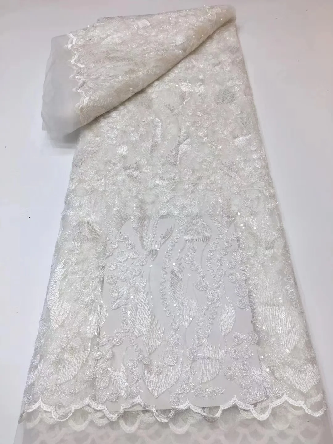 

High Quality Embroidered Guipure Mesh Lace With Sequins Multicolors African Lace Fabric Nigerian French Tulle Lace Wedding Wear