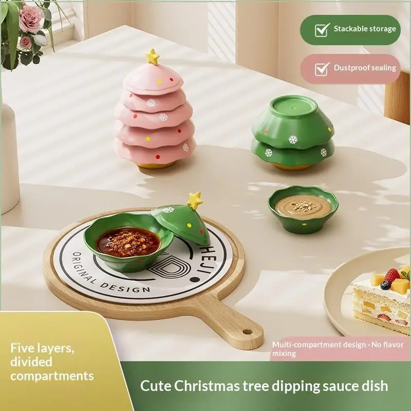 Plastic Sauce Dishes Dip Bowls, Seasoning Plates, Appetizer Serving Trays, Splicing Platter Kitchen Tableware Set for Condiments