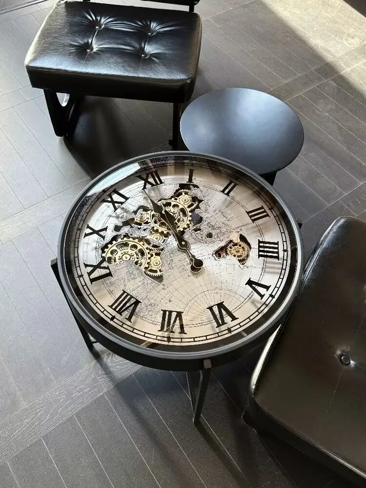 Vintage Coffee Table Luxury Furniture Design American Clock Gear Living Room Sofa Side Table Small Coffee Table Room Desk