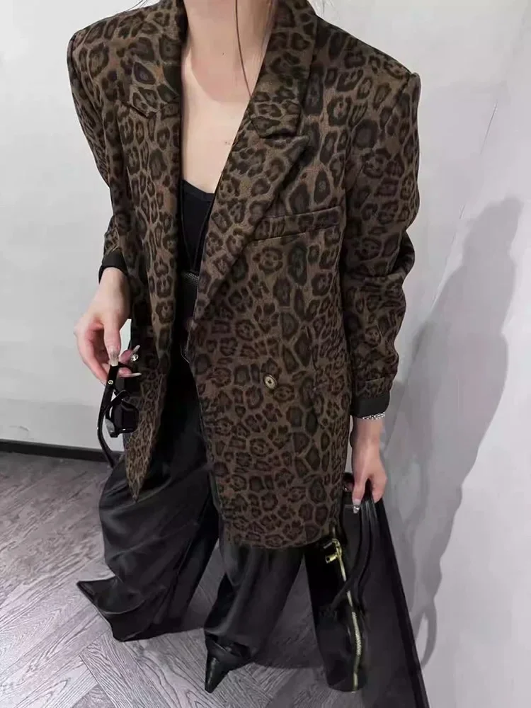 

High-end Retro Leopard Print Suit Jacket Women's 2025 Autumn Loose Casual Versatile Small Blazer Top High Quality Women Blazer