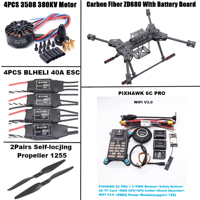 Happy NEW ZD680 6C PRO M8N/M9N/M10 Full Carbon Fiber Hexa-Rotor Foldable Arm Hexacopter Frame Kit with Unflodable Landing Gear