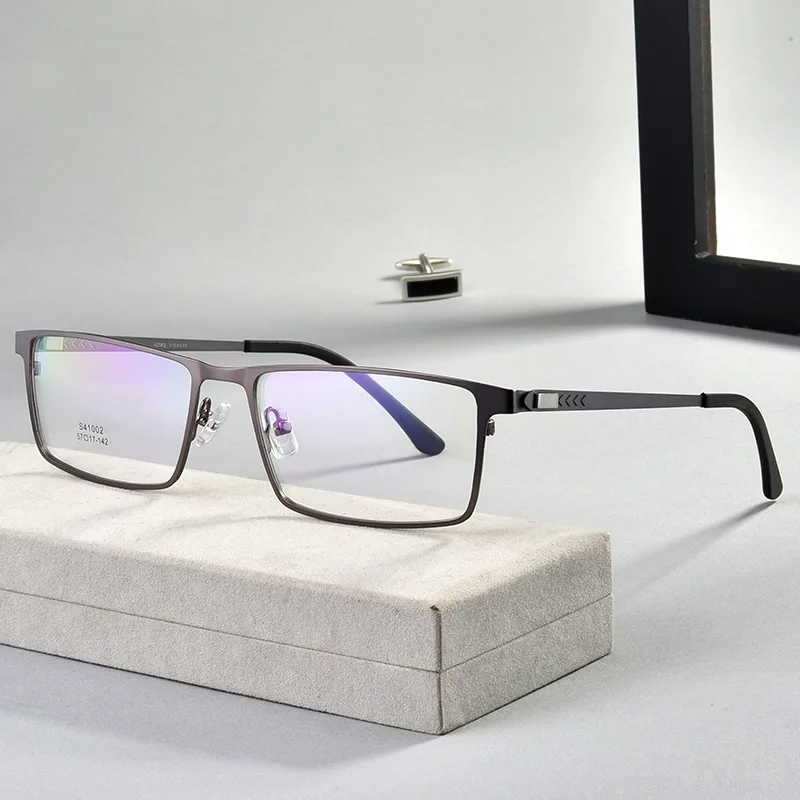 Alloy Glasses Frame Full Rim Eye Glasses Men Style Spring Hinges Optical Glasses and Myopia Spectacles Rectangle Glasses