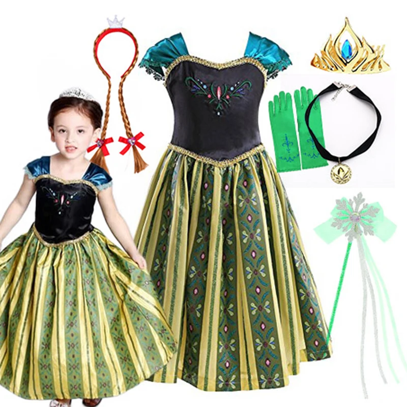 Exquisite Frozen Anna Coronation Gown Toddler Snow Queen Halloween Princess Dress Girl Make up Party Birthday Fancy Elsa Costume