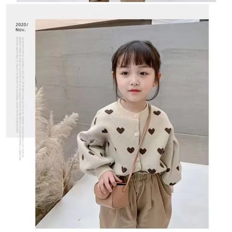 Autumn Winter Children\'s Knitted Cardigan Casual Single Breasted Sweaters Cotton Clothes Girls\'  Outerwear 2022 New2 3 4 5 6 7 T