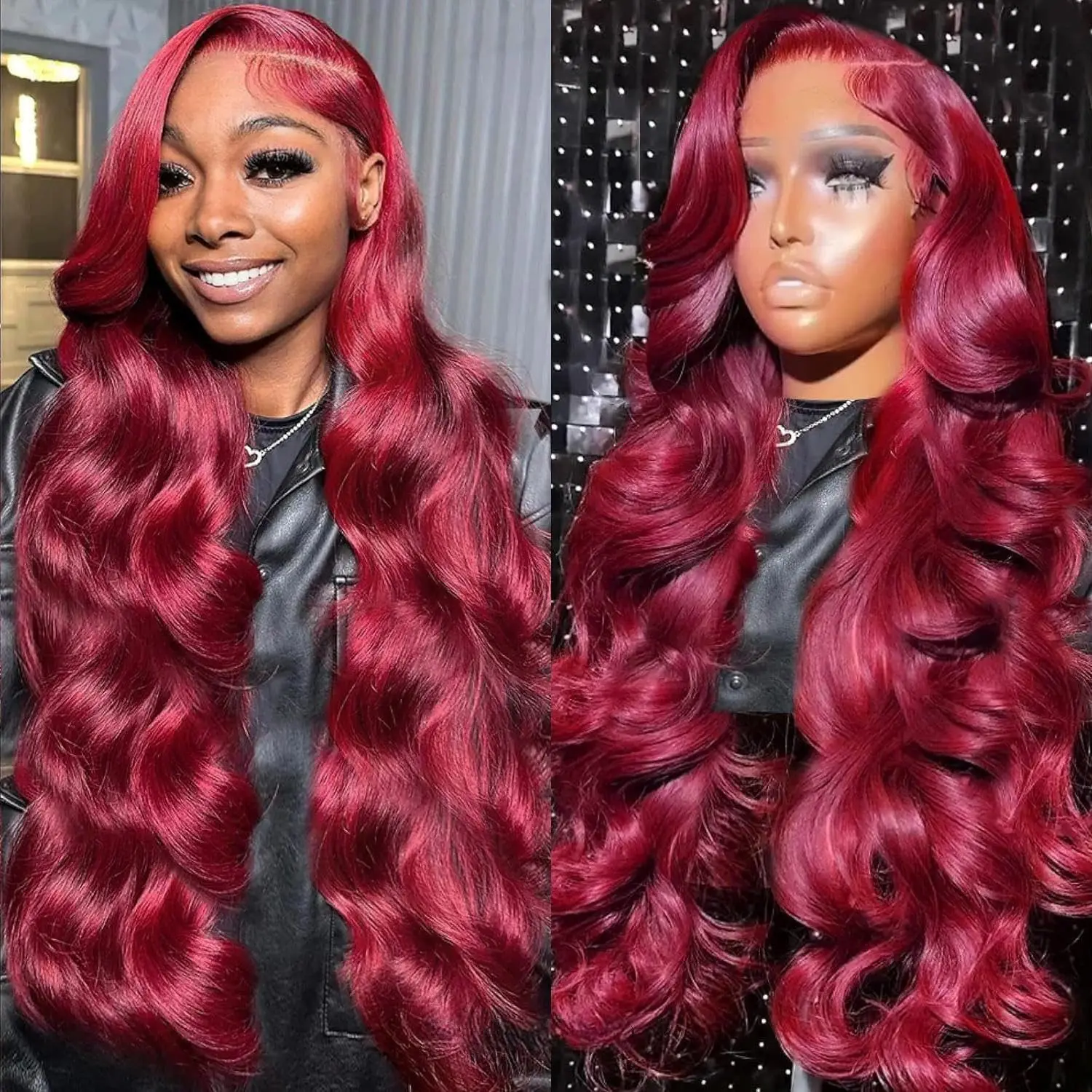 Burgundy 99J 13×4 13x6HD Transparent Body Wave Lace Front Human Hair Wig Lace Frontal Wigs Brazilian Red Colored Wig for Women