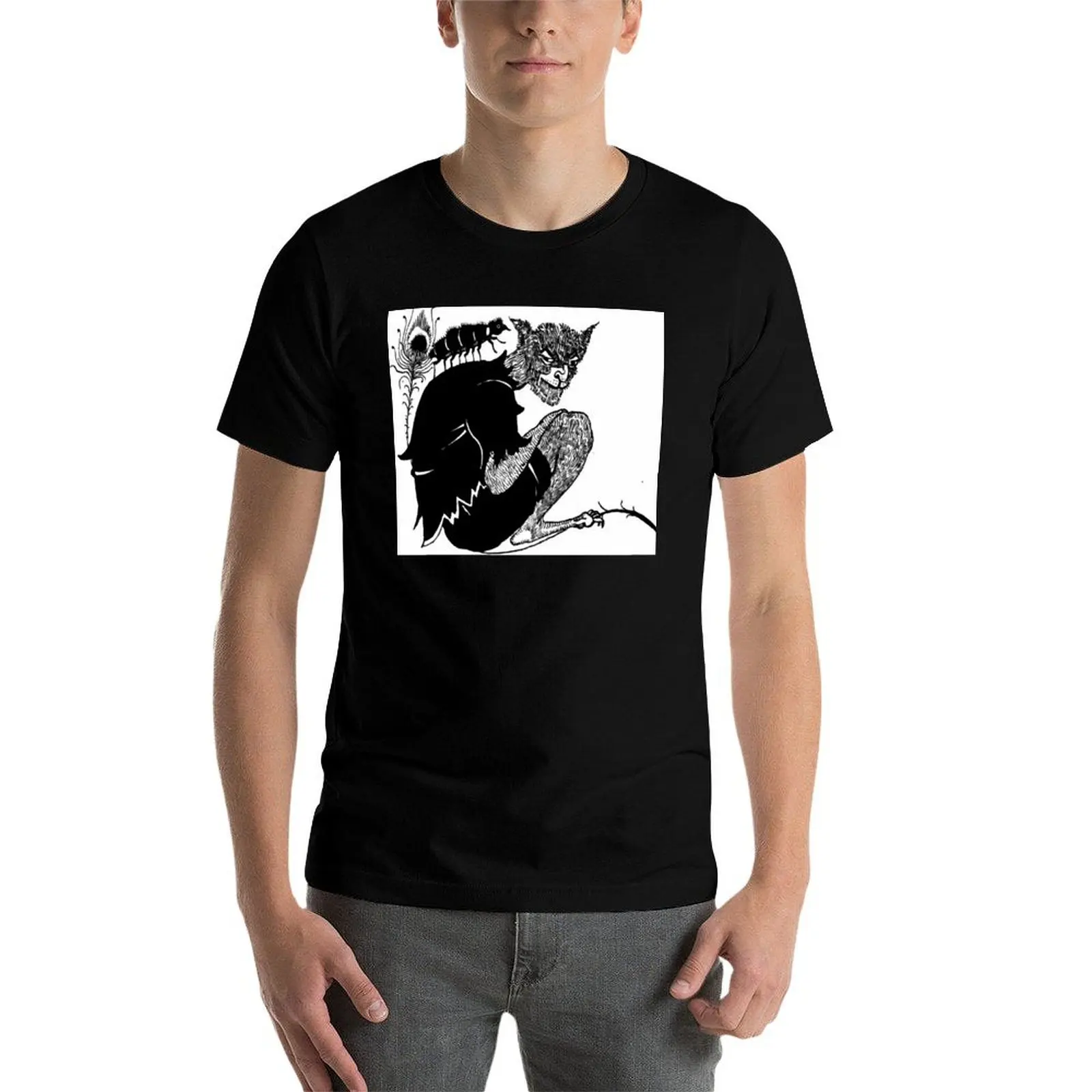 مجلة المهمل ص. 542، أوبري بيردسلي، 1898 تي شيرت تي شيرت رجل عادية تي شيرت قطن 100% تي شيرت