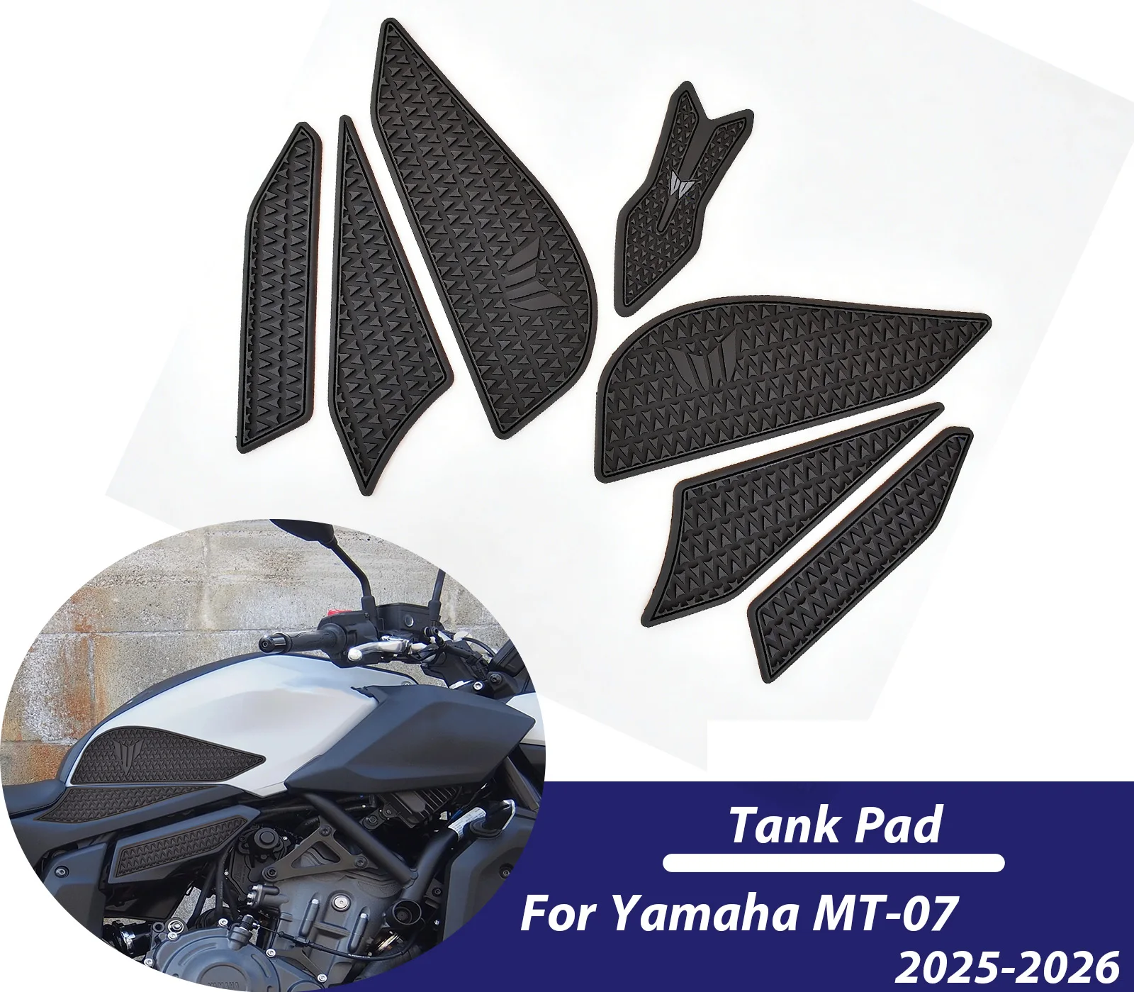 

﻿ Motorcycle Tank Pad For Yamaha MT-07 2025 2026 MT07 Fuel Anti-Slip Traction Sticker Knee Grip Gas Decals Rubber Accessories