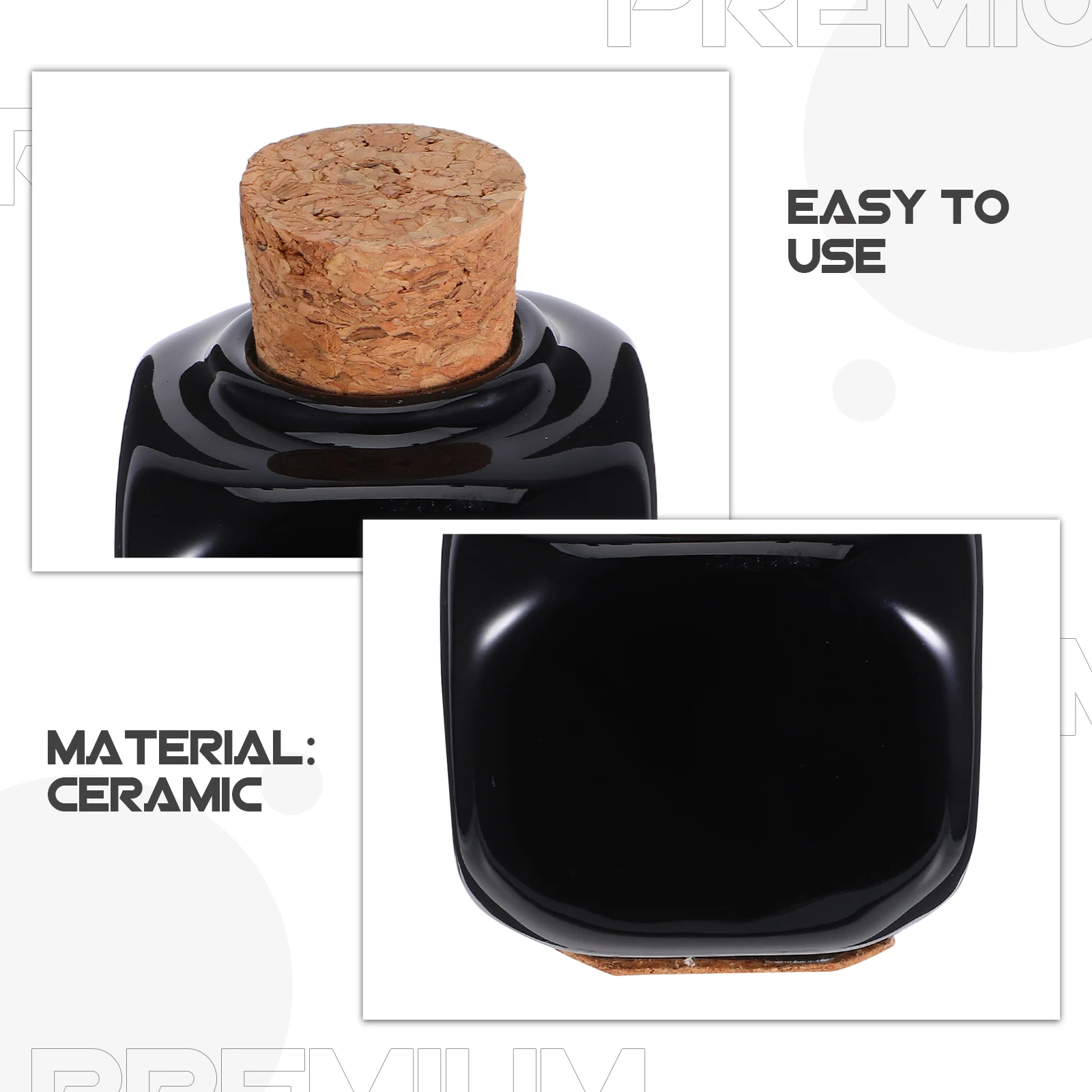 Bouteille de liquide de manucure en céramique noire, tasse de médicaments pour ongles avec conception claire pour poudre acrylique et organisateur de stockage de liquides