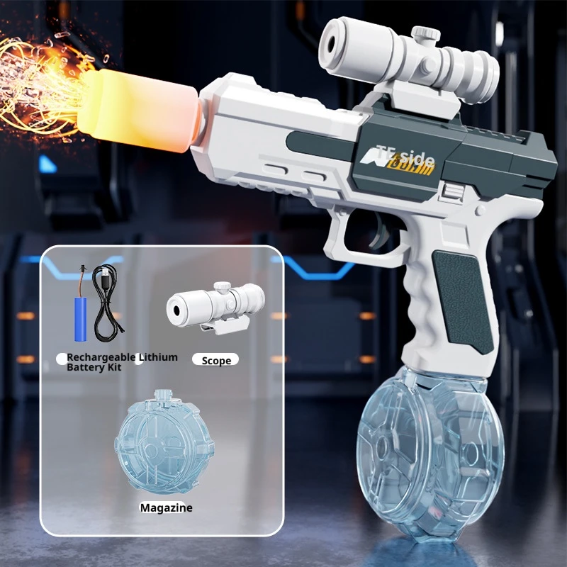 Summer Firelight Small Ice Mouse Electric Continuous Fire Water Gun with Fights Toy Play Water Outdoor Beach Toys