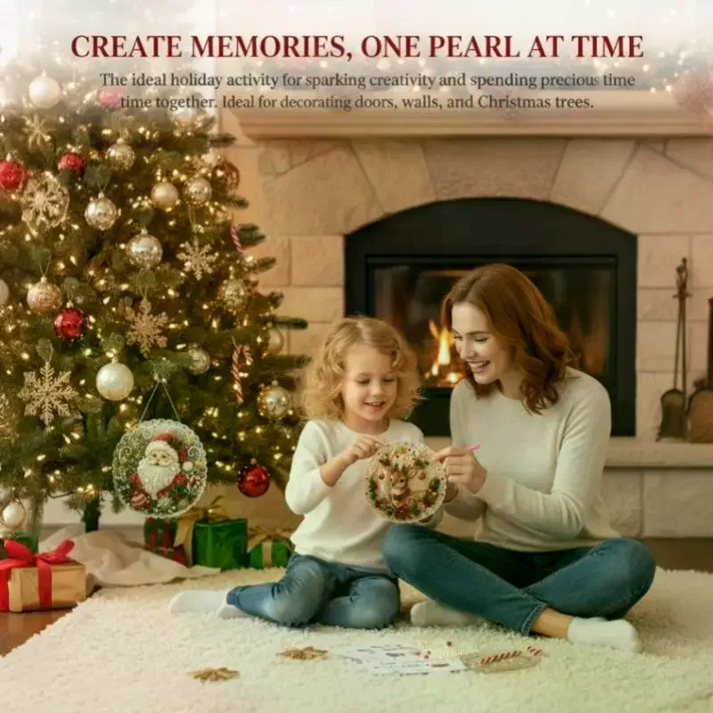 3D Christmas Pearl Rhinestone Kit DIY Metal Chain Festive Window Wall Decoration