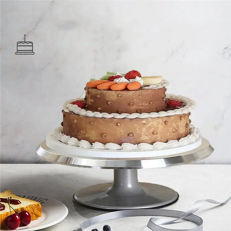 HRBAJ-Household Baking Tool 10 Inch Aluminum Alloy Cake Turntable,High Body Design Piping Mounting Functionality