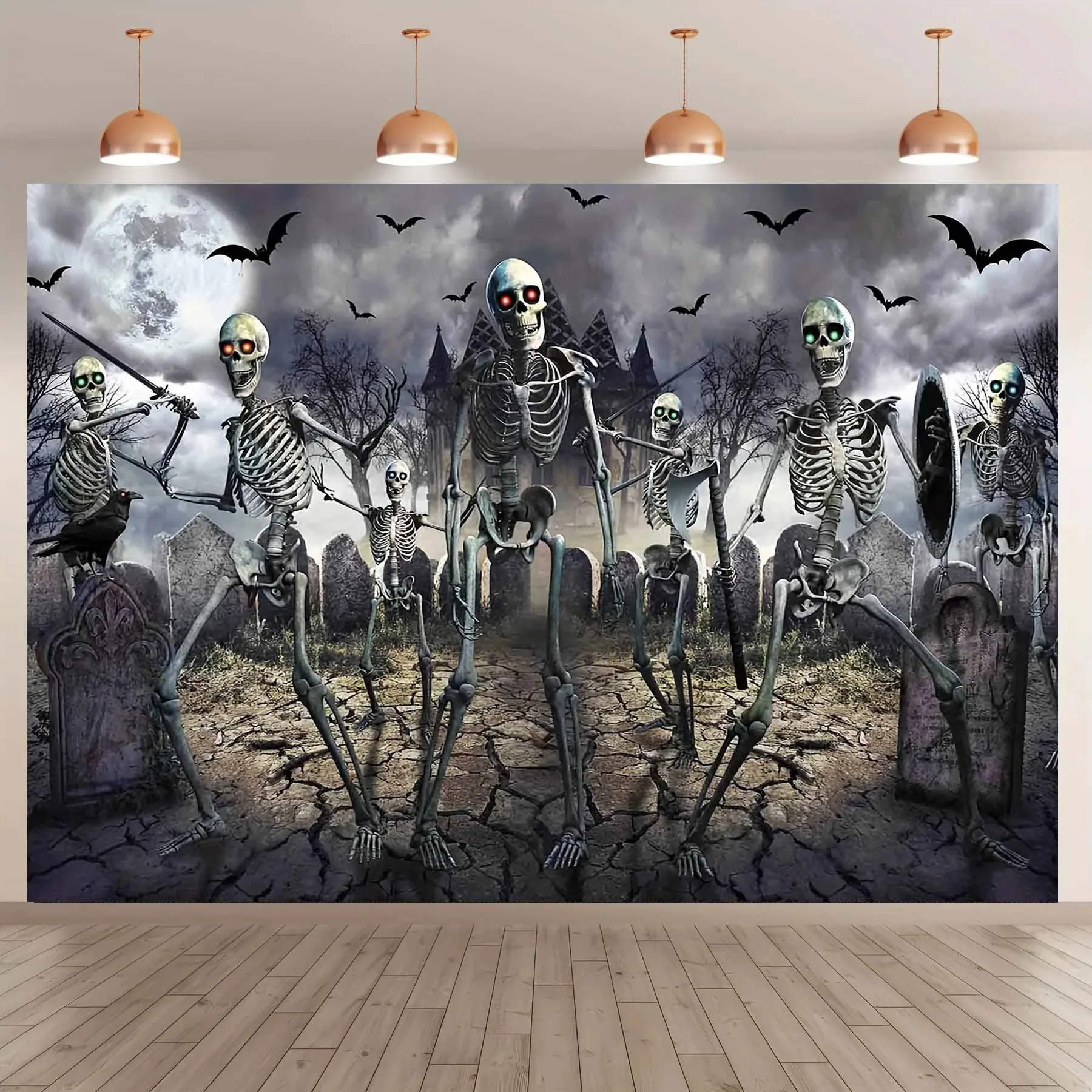 Halloween Hintergrund Horror Nacht Horror Skelett Mann Party Hintergrund Scary Home Wand Dekoration Banner Studio Photo Booth Requisiten