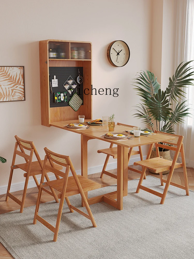 Yy Small Apartment Collapsible Multi-Functional Log Wind Wall Hanging Dinning Counter with Cabinet