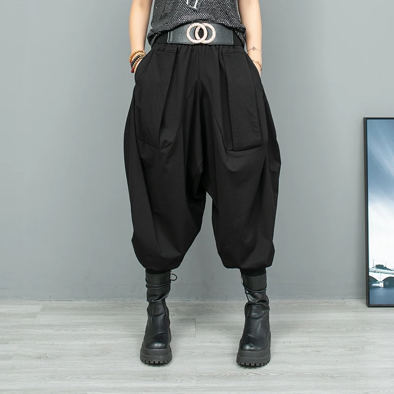 

Personalized Solid Color Loose Fitting Black Pant Small Leg Lantern Pants Women 2024 Autumn LX2083