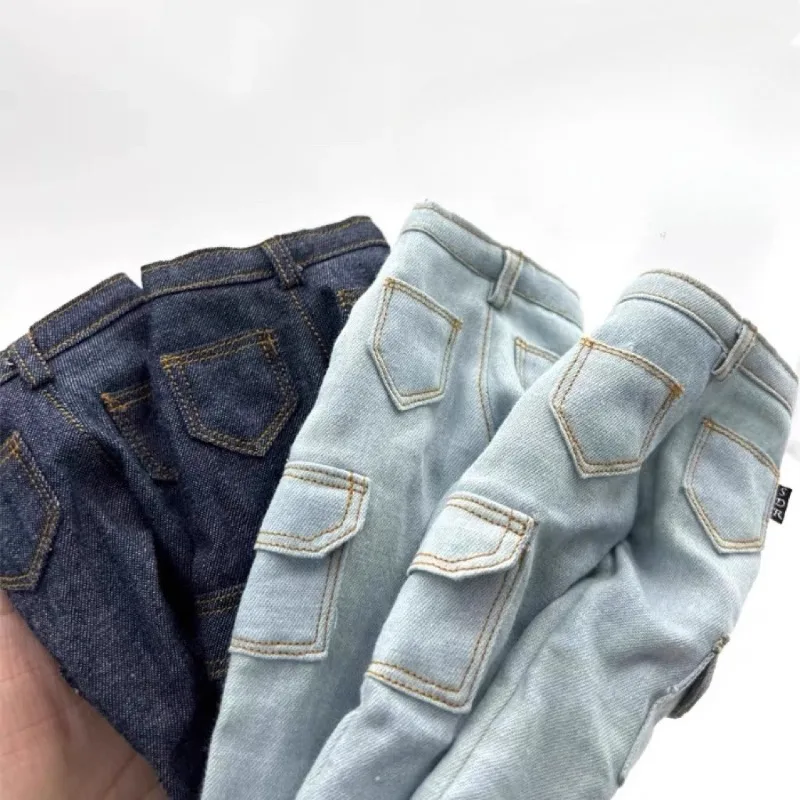 

In Stock 1/6 Scale Soldier Trendy Cute Blue Jeans Casual Pants Clothing Model for 12” Action Figures Body Accessories