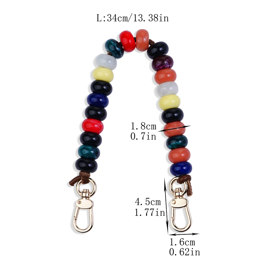 Colorful Beaded Decorative Chain For Longchamp Mini Bags Handcrafted Wood Resin Beads Chains Women Bag Accessory