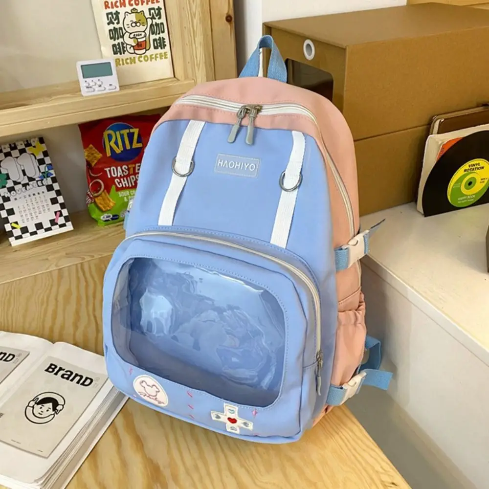 large-capacity-transparent-students-backpack-pvc-multi-pocket-school-bag-canvas-fashion-double-shoulder-bags-girls-boys