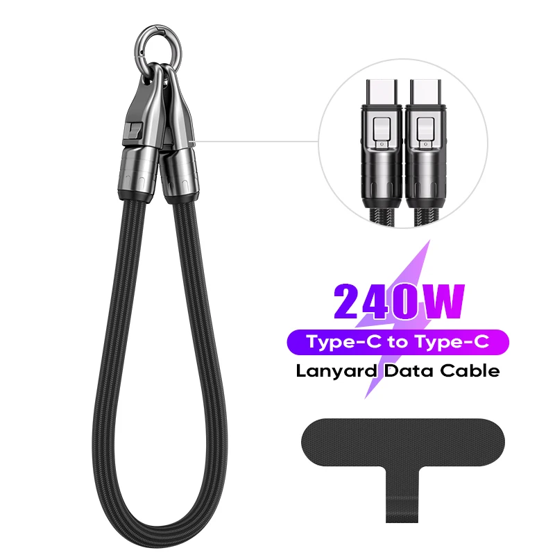 Mobile Phone Lanyard Anti Theft Phone Wrist Strap Cross Body Built-in 240W USB C Charging Cable Strap for IPhone16/Samsung S20