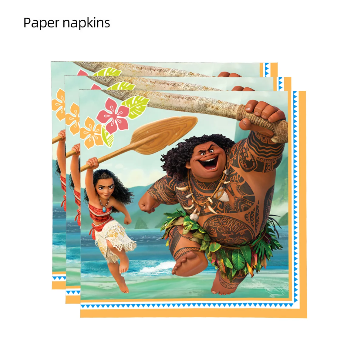 20Pcs/Pack Disney Moana Table Decoupage Paper Napkins Moana Paper Tissues for Wedding Party Girls Baby Shower Supplies Gifts