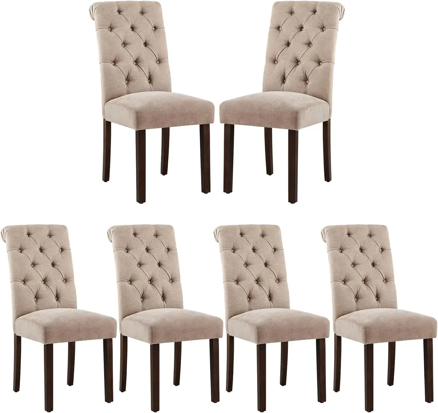 

Tufted Dining Chairs Set of 6, Diner Chairs Upholstered Fabric Dining Room Chairs Side Chair and Padded Seat