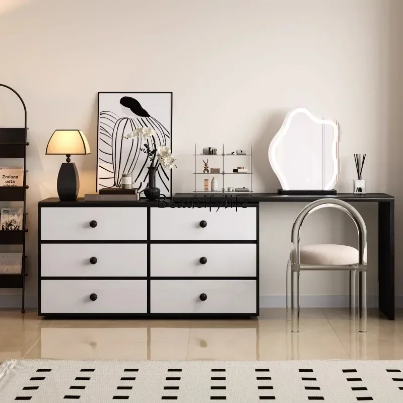 

FG11Retro chest dresser integrated solid wood corner modern minimalist high-end black