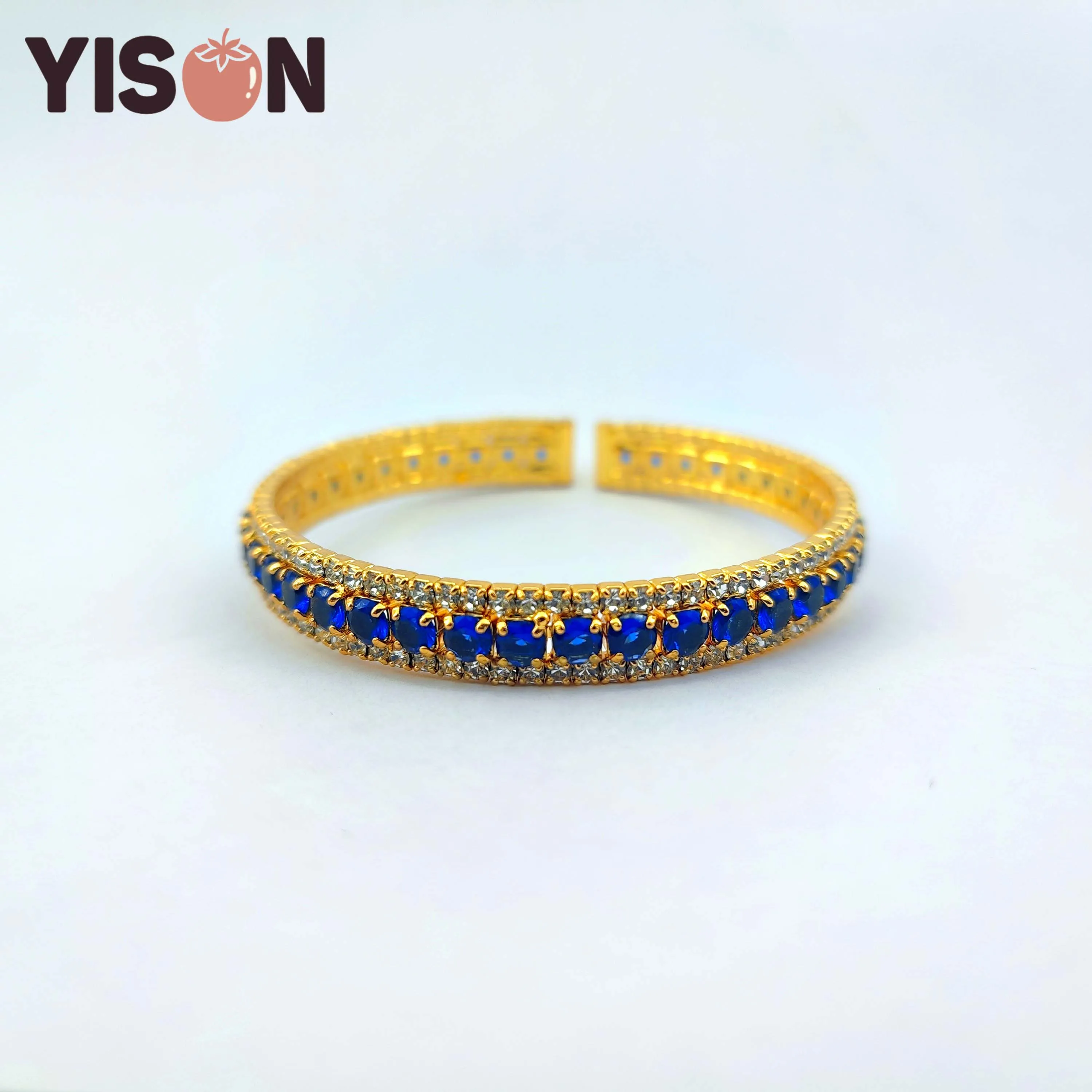 

Blue Cubic Zirconia Cuff Bracelet Bangle for Women Good Quality Female Hand Jewelry