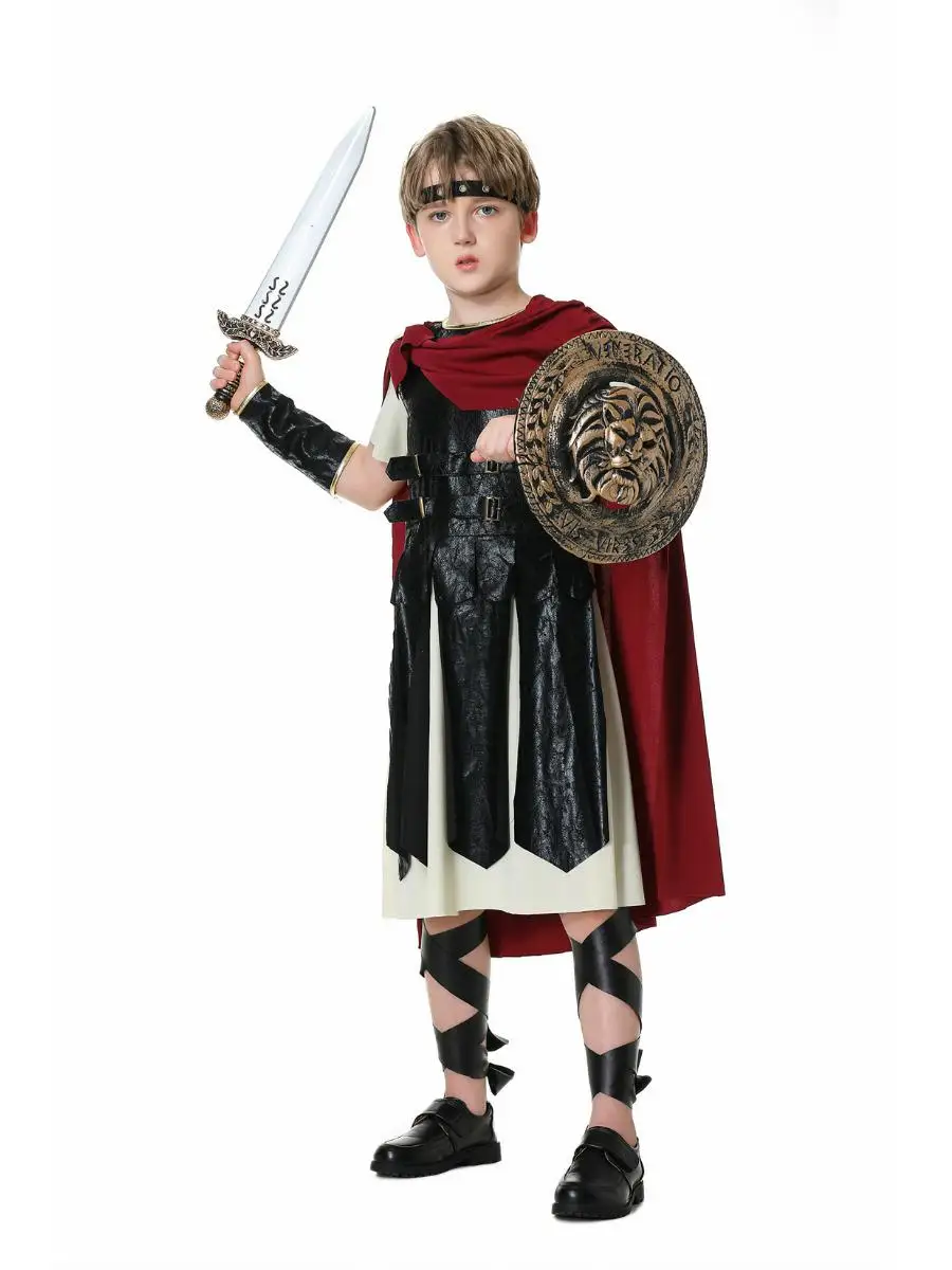 로우인 부모-자녀 로마 전사 의상 유럽 댄스 공연 의상 왕 의상 세트 폴리에스터