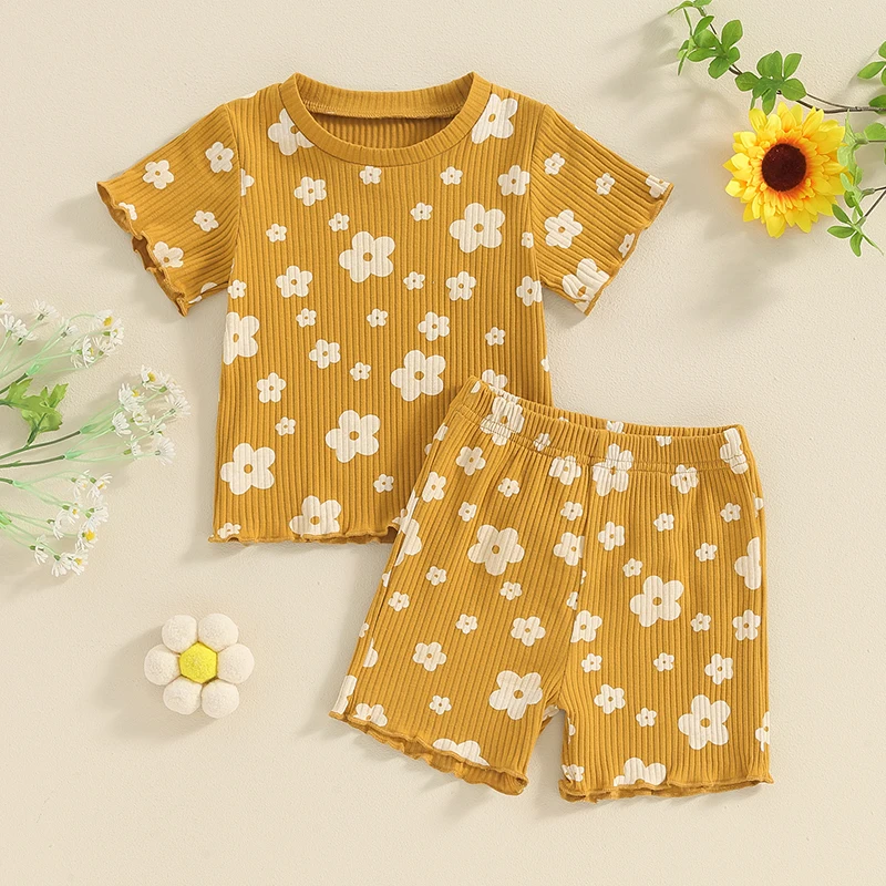 Ensemble de vêtements d\'été pour bébé fille, t-shirt à manches courtes, short en Y, tenue mignonne